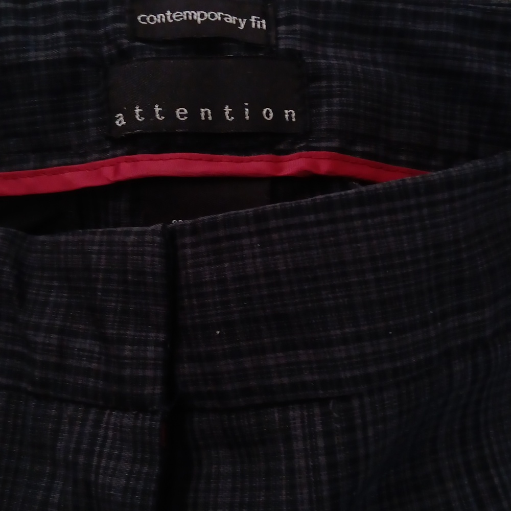 Attention contemporary fit, sz 12 black & gray plaid